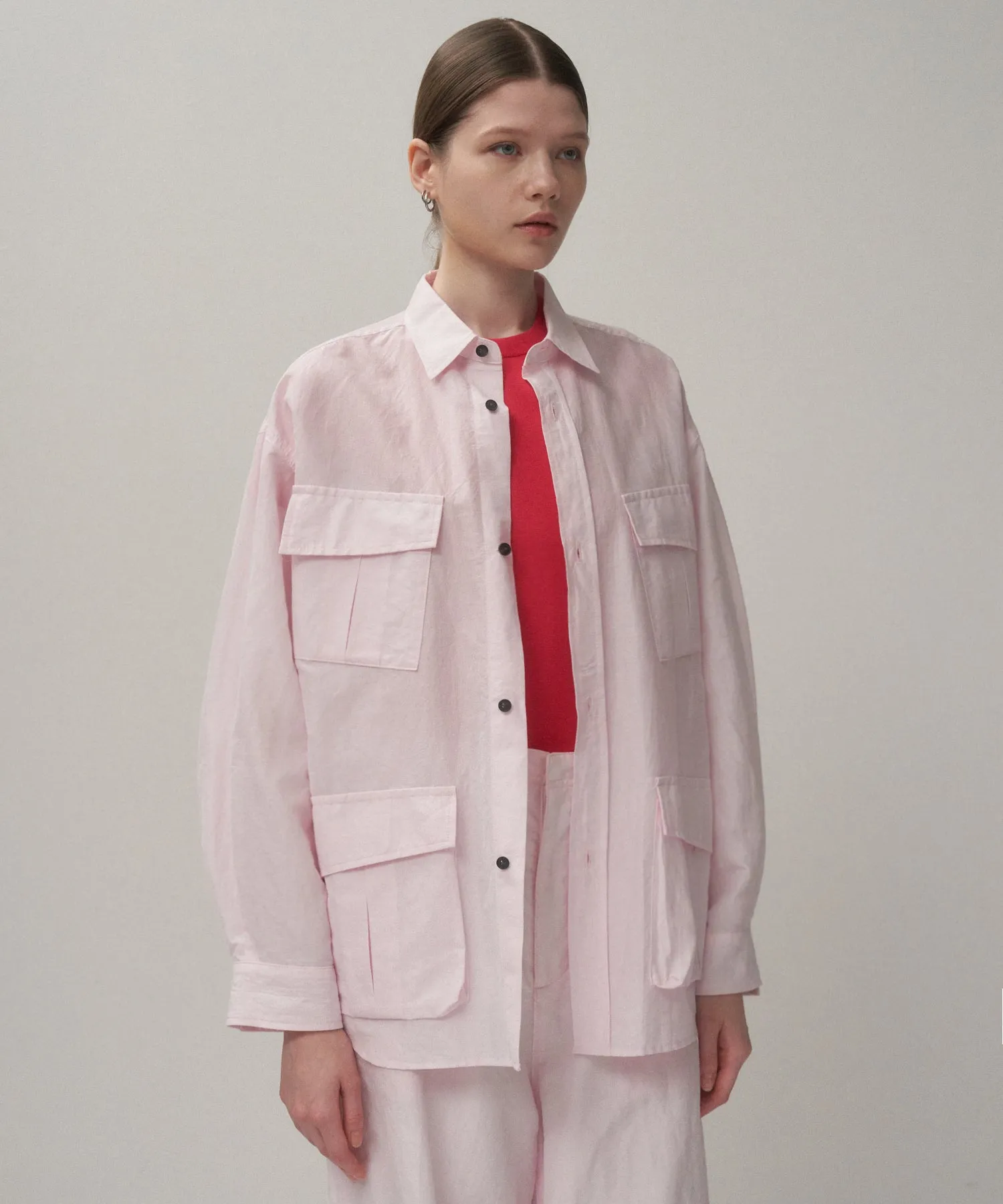 SILK LINEN POPLIN | JUNGLE FATIGUE SHIRT sold by ATON