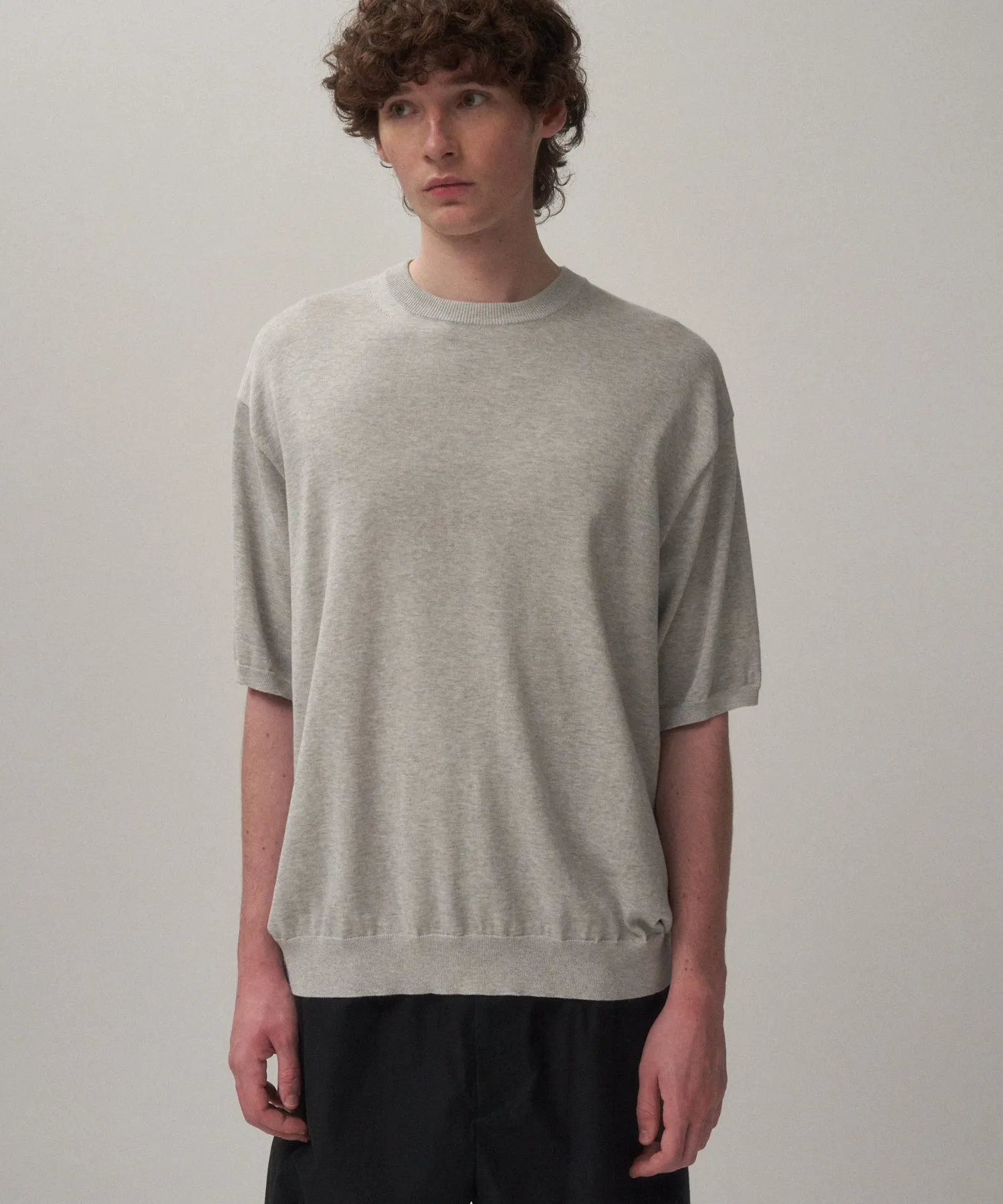 COTTON WASHI KNIT | HALF SLEEVE CREW NECK SWEATER sold by ATON product image thumbnail 2