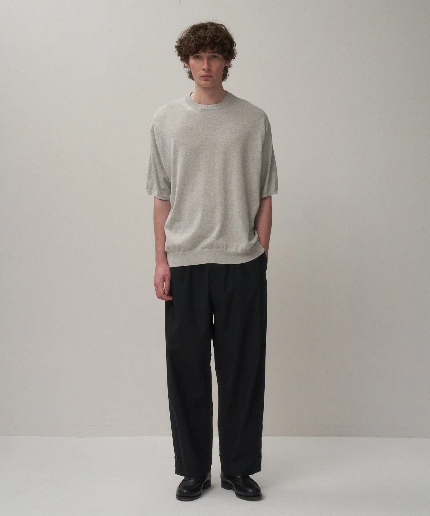 COTTON WASHI KNIT | HALF SLEEVE CREW NECK SWEATER sold by ATON product image thumbnail 3