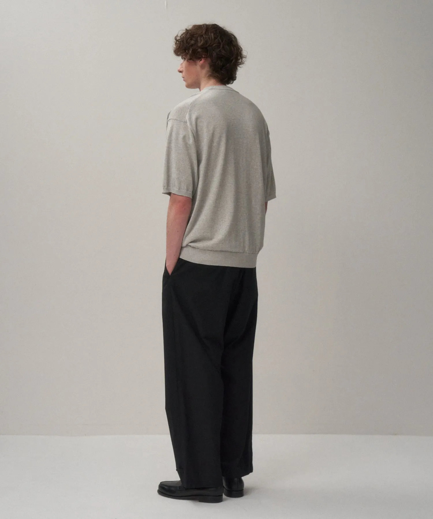 COTTON WASHI KNIT | HALF SLEEVE CREW NECK SWEATER sold by ATON product image thumbnail 4