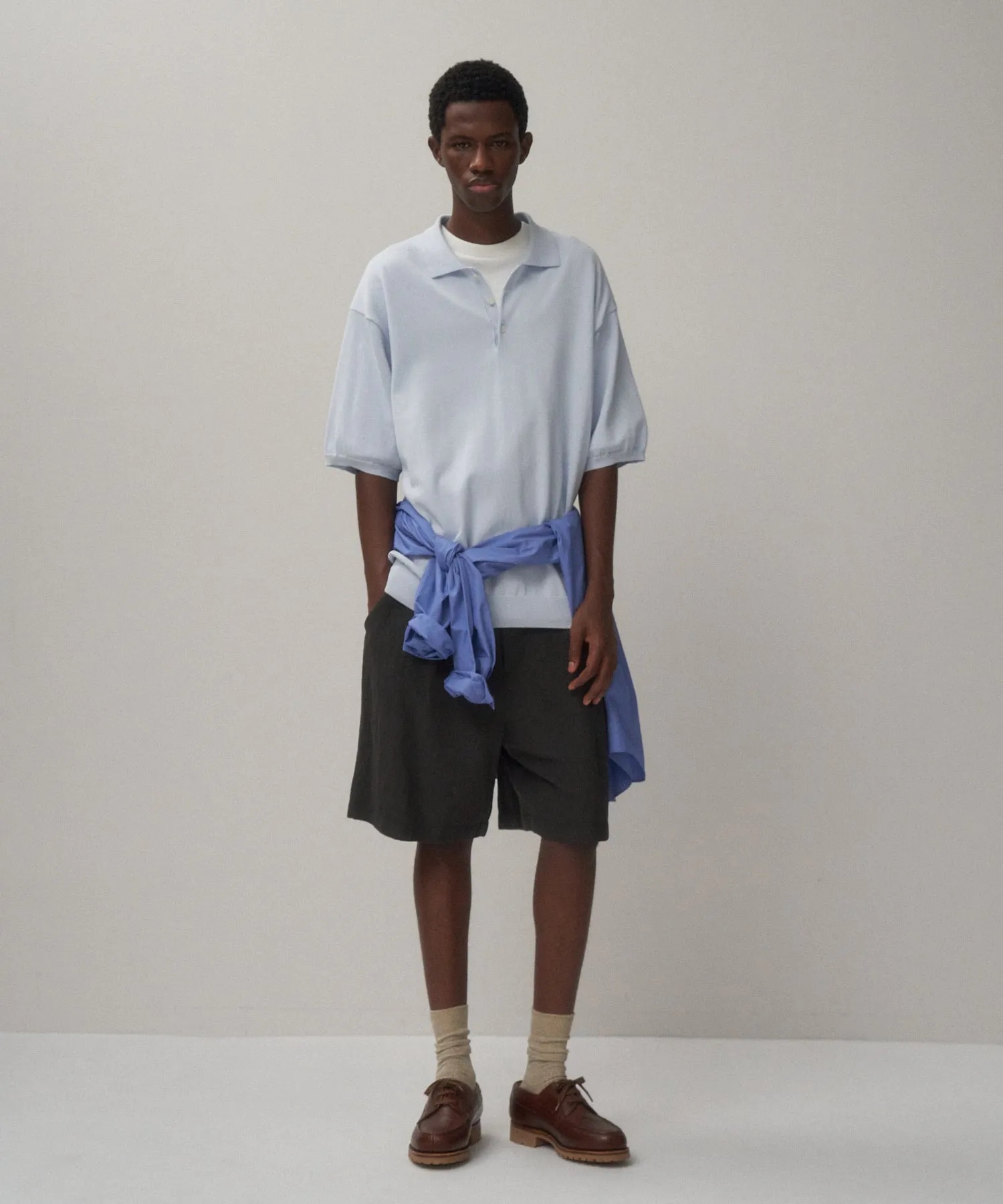 COTTON WASHI KNIT | HALF SLEEVE POLO SWEATER sold by ATON product image thumbnail 2
