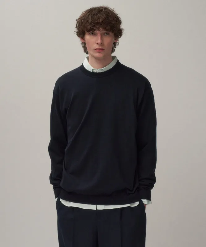 FINE COMPACT COTTON | CREW NECK SWEATER made by ATON
