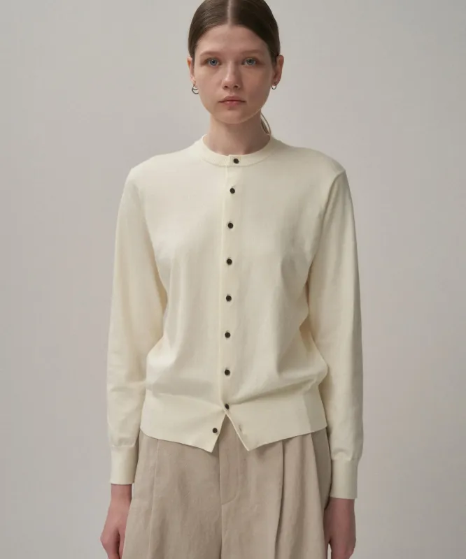 FINE COMPACT COTTON | CREW NECK CARDIGAN made by ATON