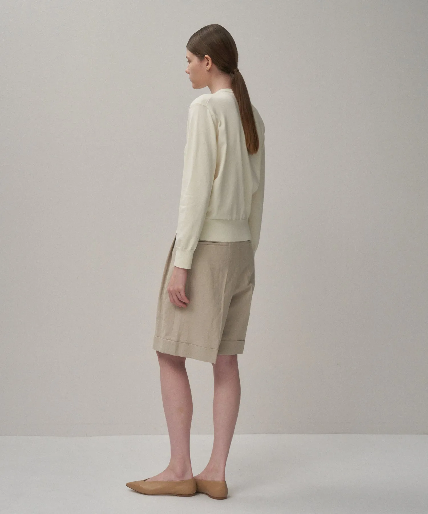 FINE COMPACT COTTON | CREW NECK CARDIGAN sold by ATON product image thumbnail 4