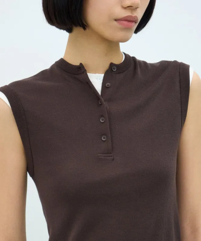 FRESCA CIRCULAR RIB | HENLEY NECK PULLOVER made by ATON