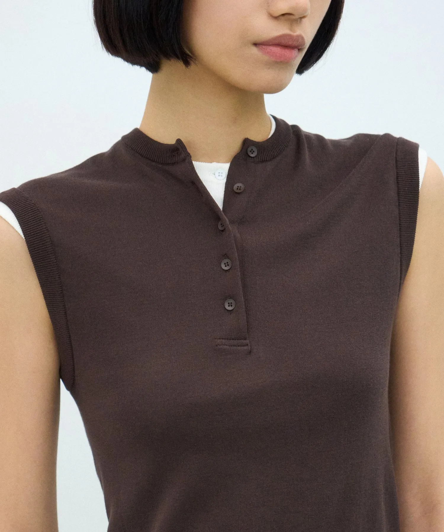 FRESCA CIRCULAR RIB | HENLEY NECK PULLOVER sold by ATON