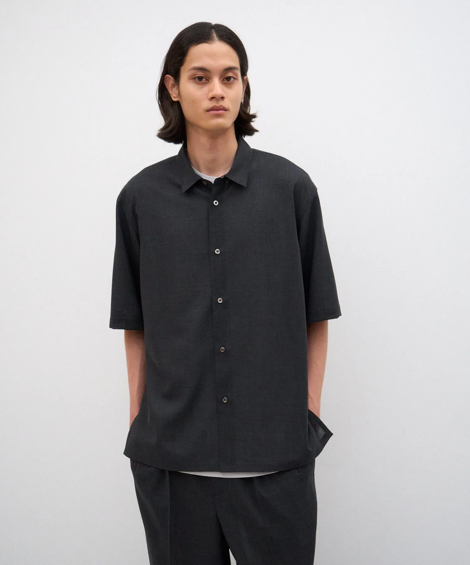 TWIST WOOL GAUZE | HARF SLEEVE SHIRT sold by ATON product image thumbnail 2