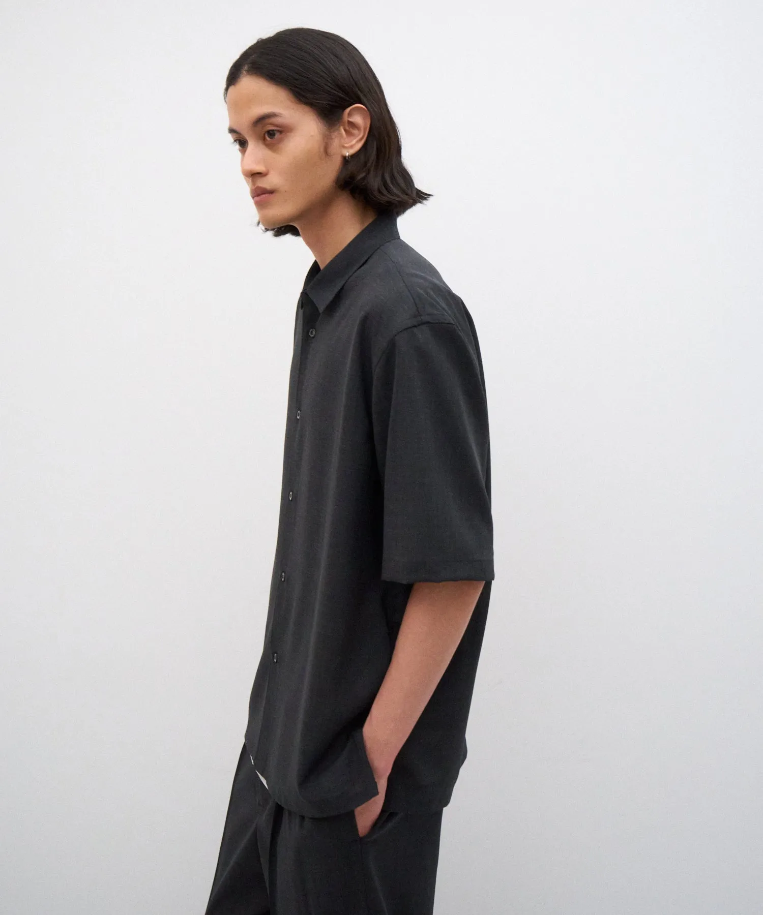 TWIST WOOL GAUZE | HARF SLEEVE SHIRT sold by ATON product image thumbnail 3