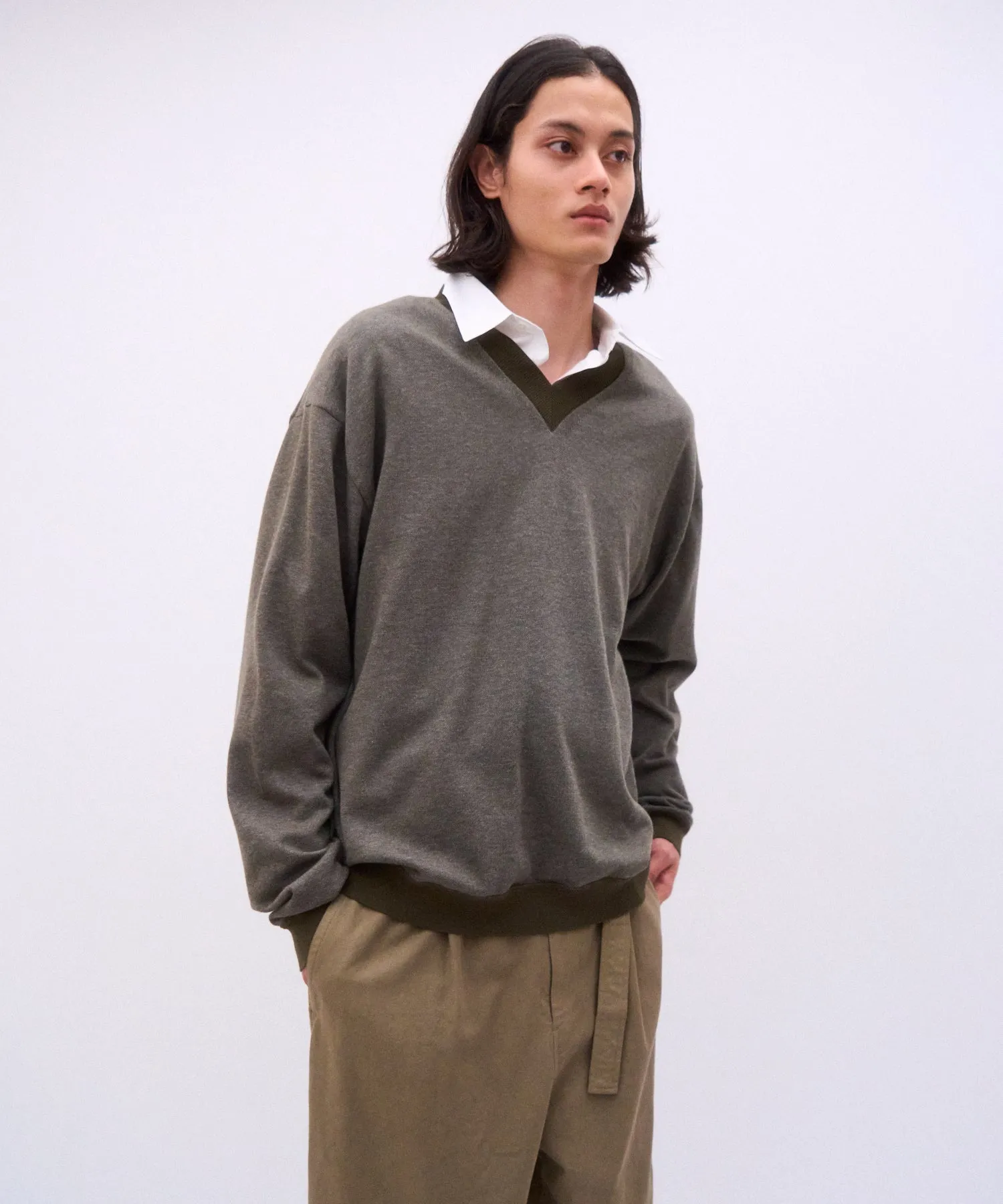 COTTON CASHMERE JACQUARD | V-NECK SWEATER sold by ATON