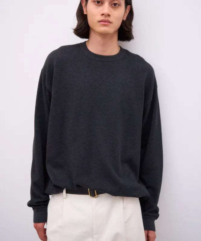 COTTON CASHMERE JACQUARD | CREW NECK SWEATER made by ATON