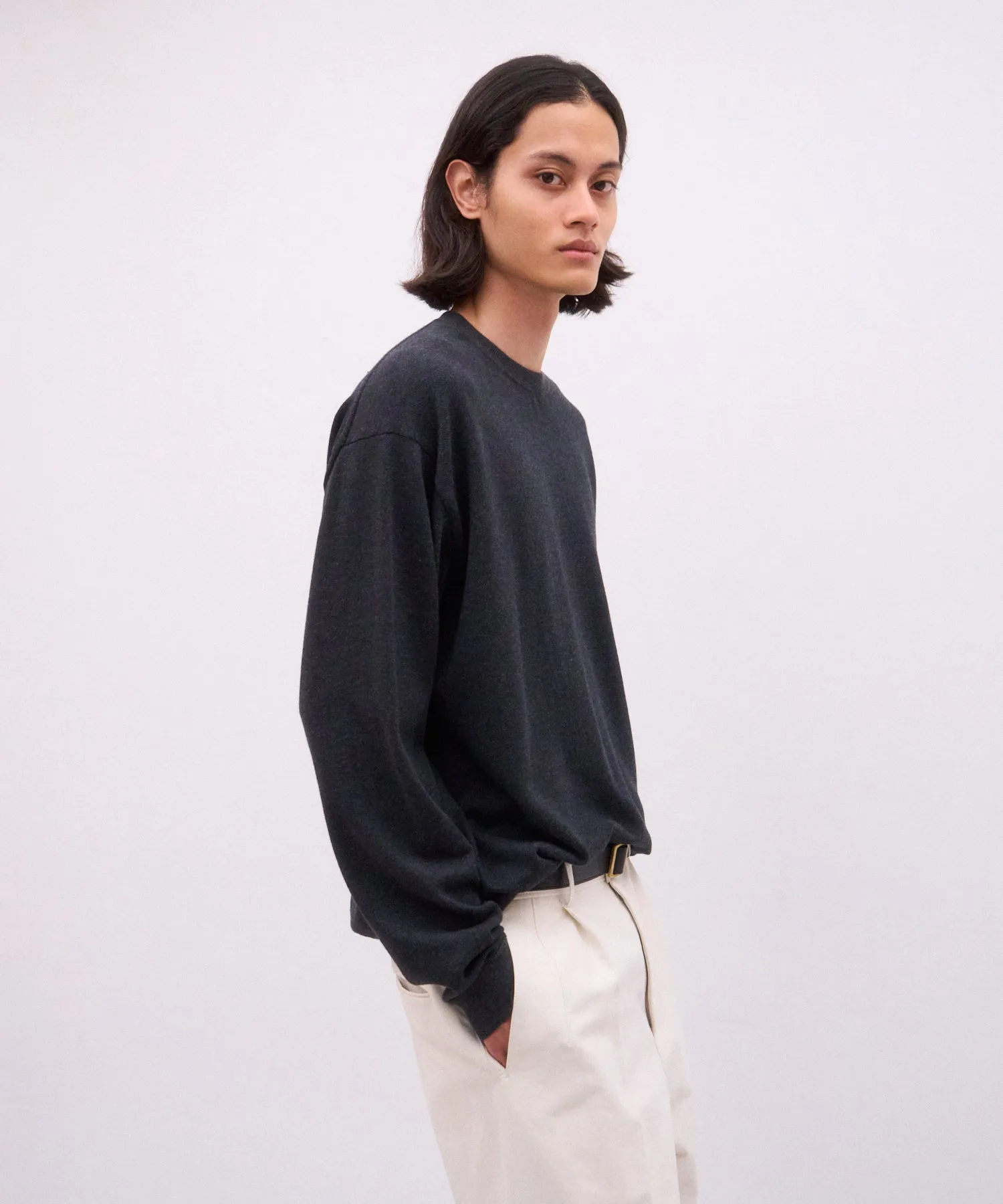 COTTON CASHMERE JACQUARD | CREW NECK SWEATER sold by ATON product image thumbnail 3