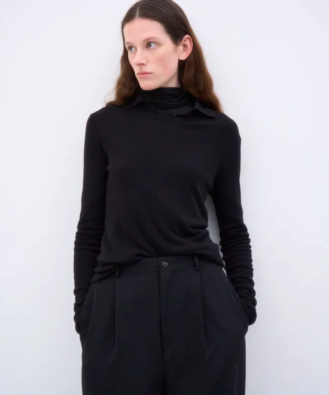SILK BLENDED CIRCULAR RIB | CREW&POLO LAYERED PULLOVER made by ATON