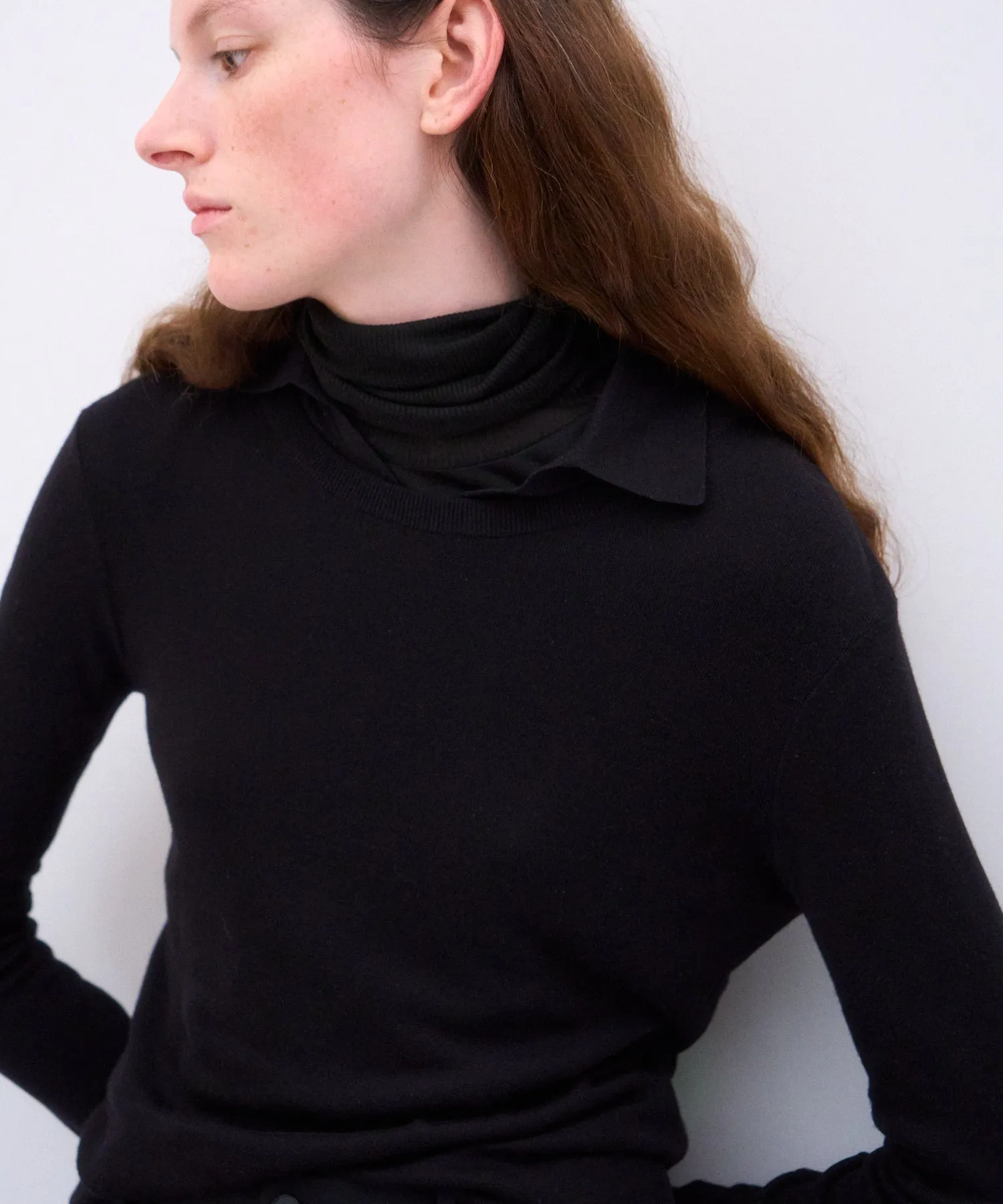 SILK BLENDED CIRCULAR RIB | CREW&POLO LAYERED PULLOVER sold by ATON product image thumbnail 2