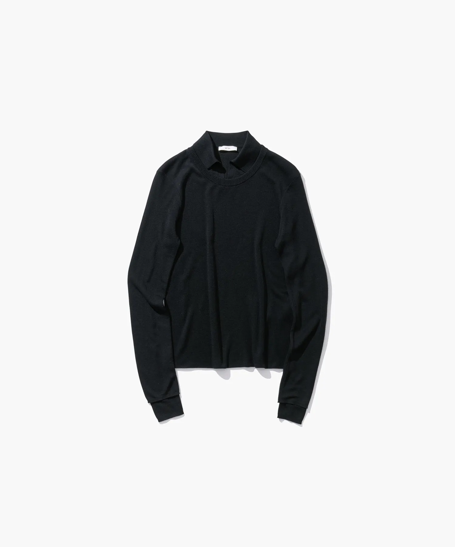 SILK BLENDED CIRCULAR RIB | CREW&POLO LAYERED PULLOVER sold by ATON product image thumbnail 5