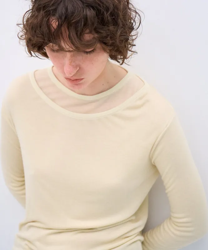 SILK BLENDED CIRCULAR RIB | CREW&CREW LAYERED PULLOVER made by ATON