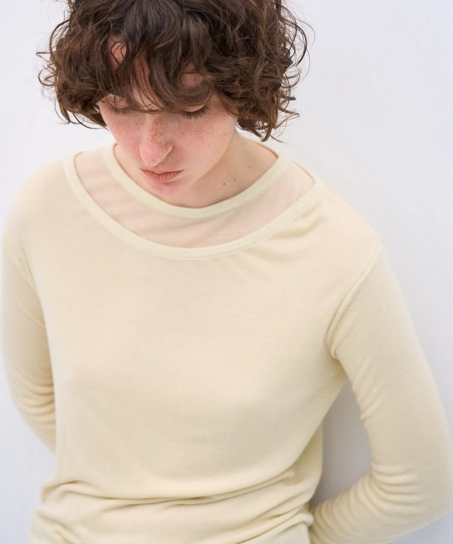 SILK BLENDED CIRCULAR RIB | CREW&CREW LAYERED PULLOVER sold by ATON