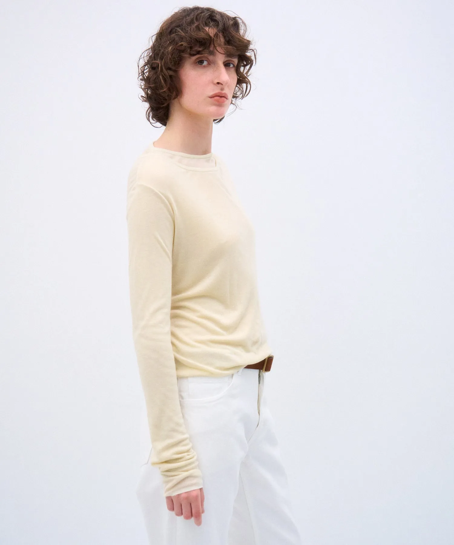 SILK BLENDED CIRCULAR RIB | CREW&CREW LAYERED PULLOVER sold by ATON product image thumbnail 3