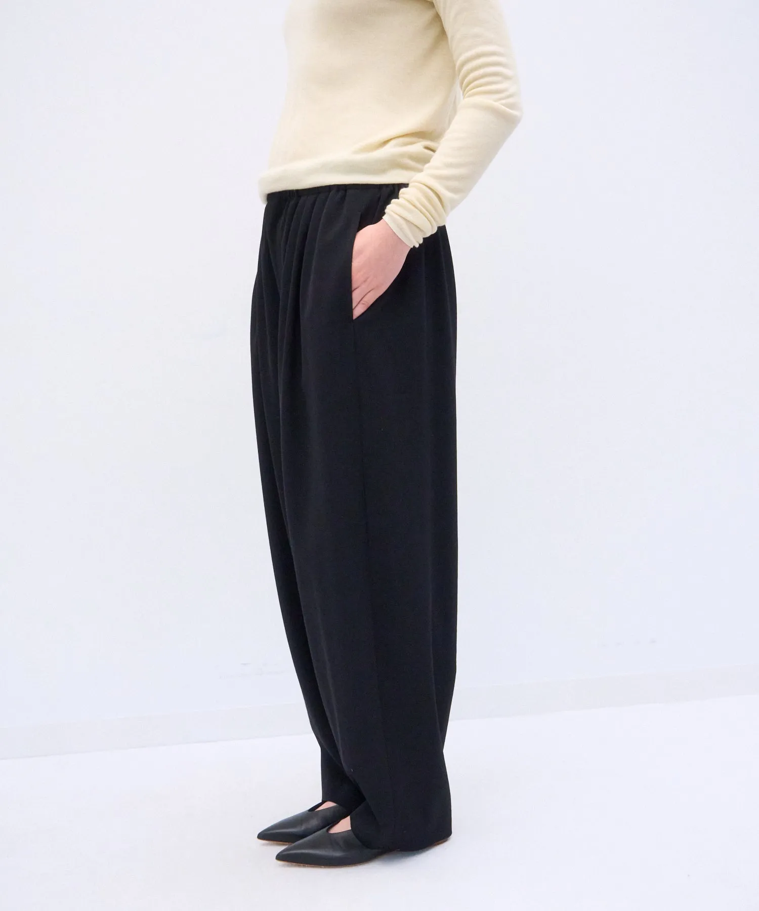 WOOL GABARDINE | WIDE TAPERED PANTS sold by ATON product image thumbnail 2
