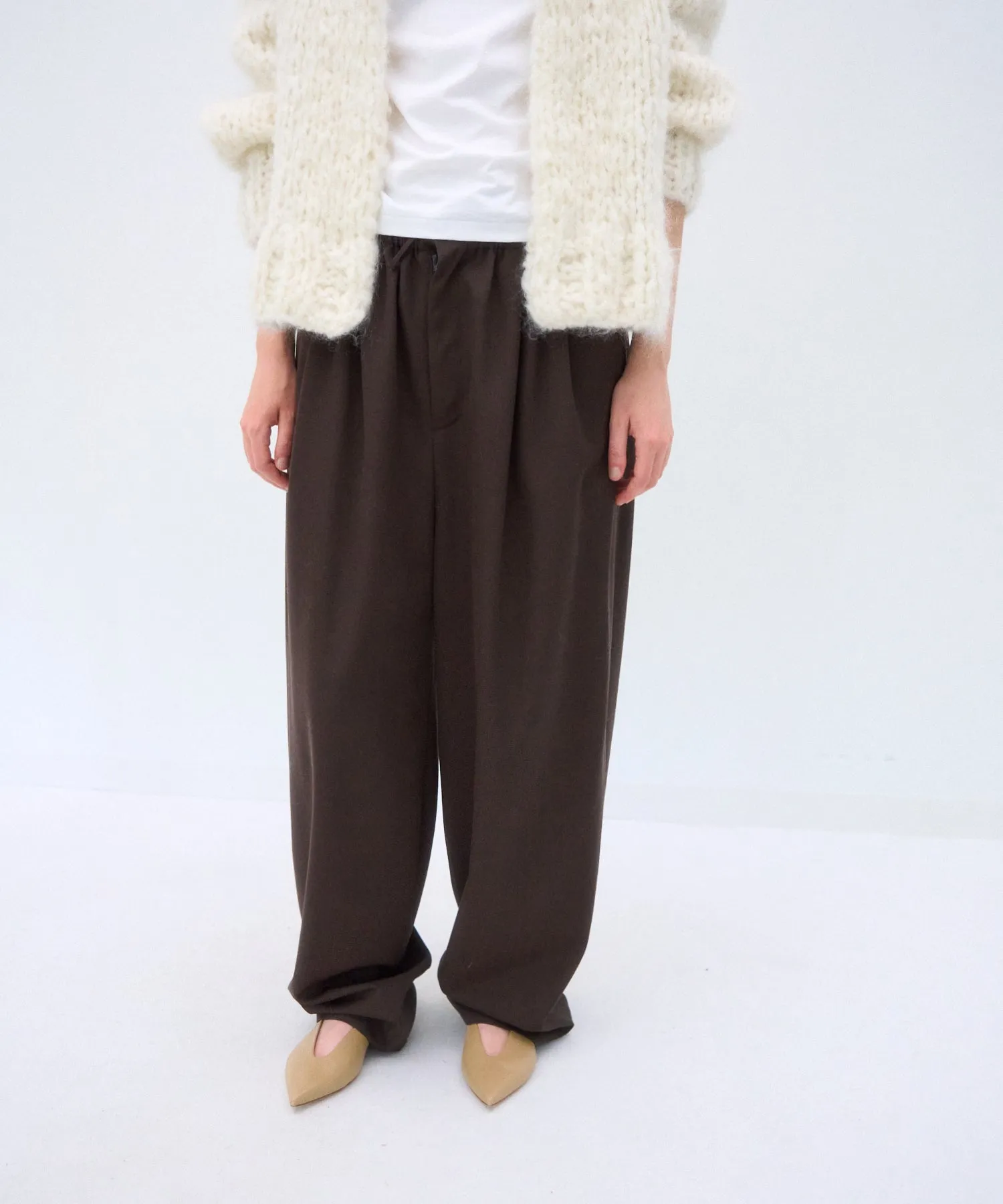 WOOL GABARDINE | WIDE TAPERED PANTS sold by ATON product image thumbnail 5