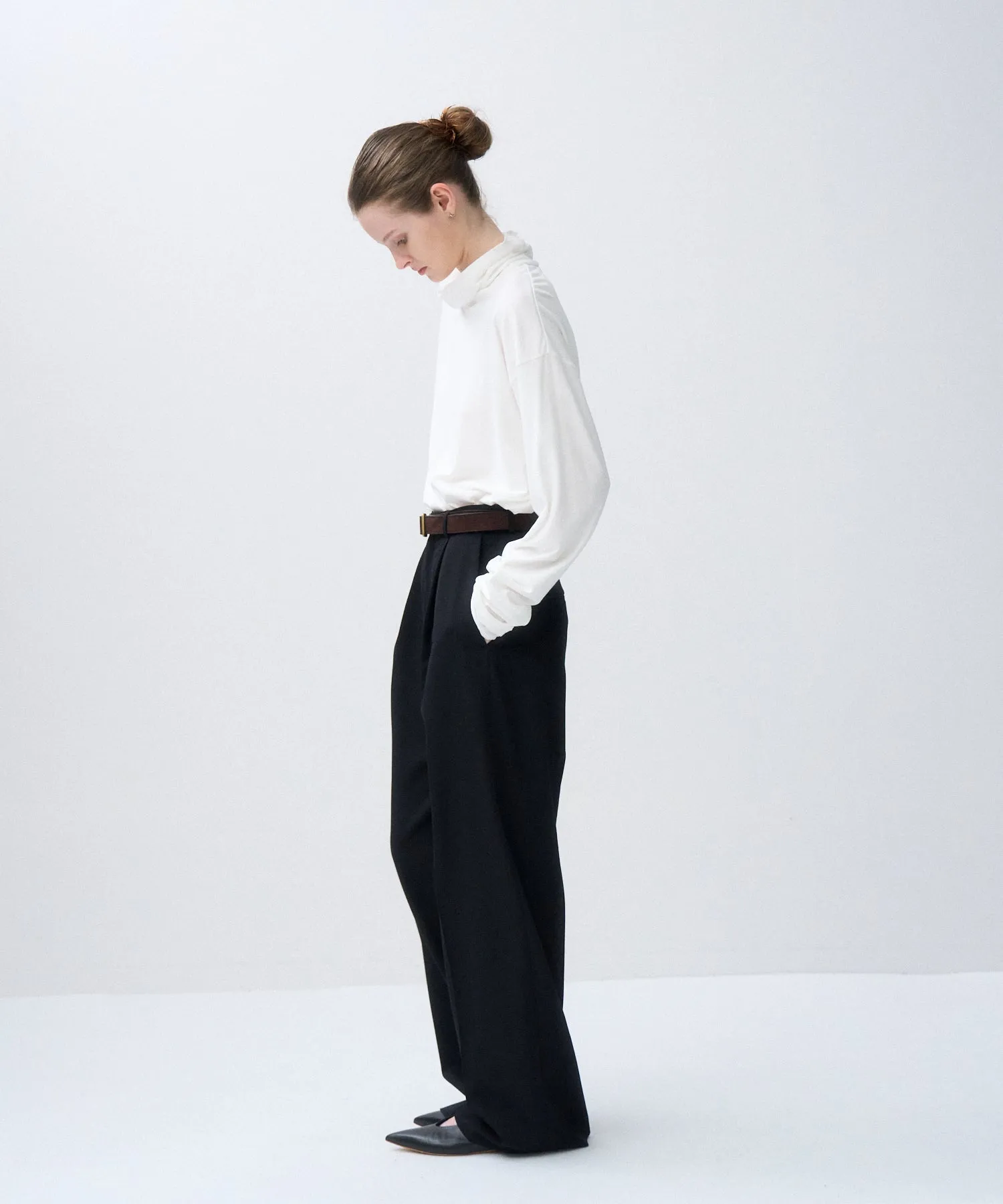 WOOL GABARDINE | WIDE PANTS sold by ATON product image thumbnail 5