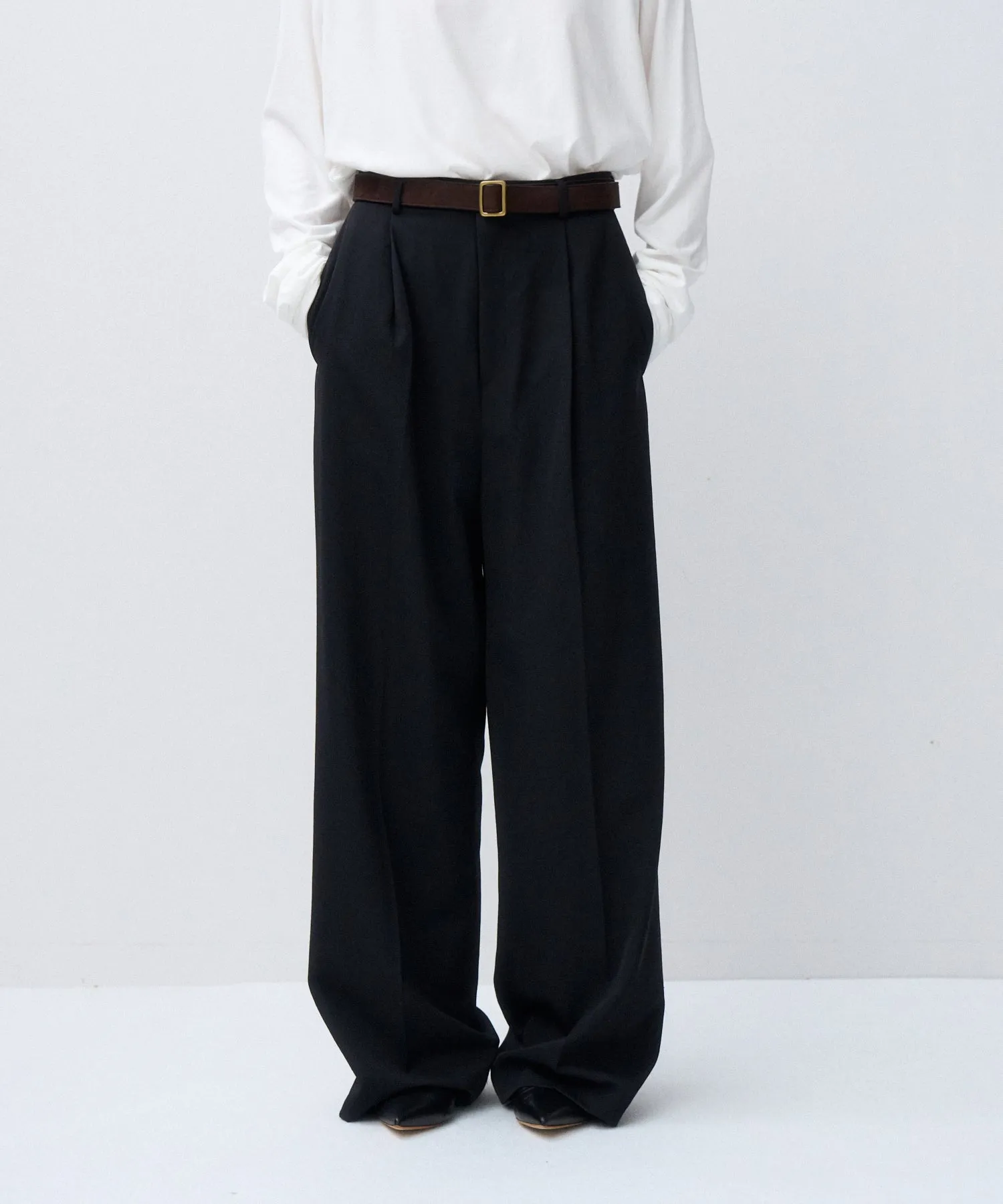 WOOL GABARDINE | WIDE PANTS sold by ATON