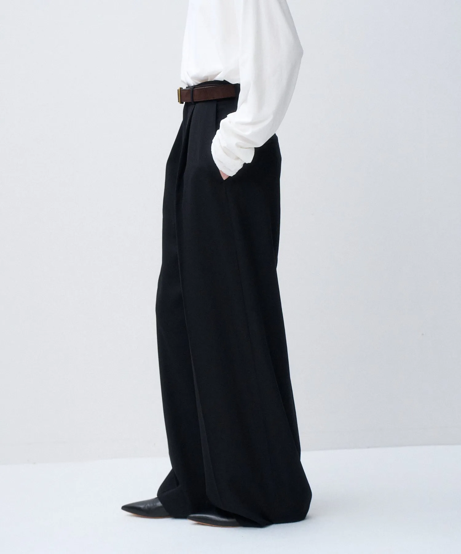 WOOL GABARDINE | WIDE PANTS sold by ATON product image thumbnail 2