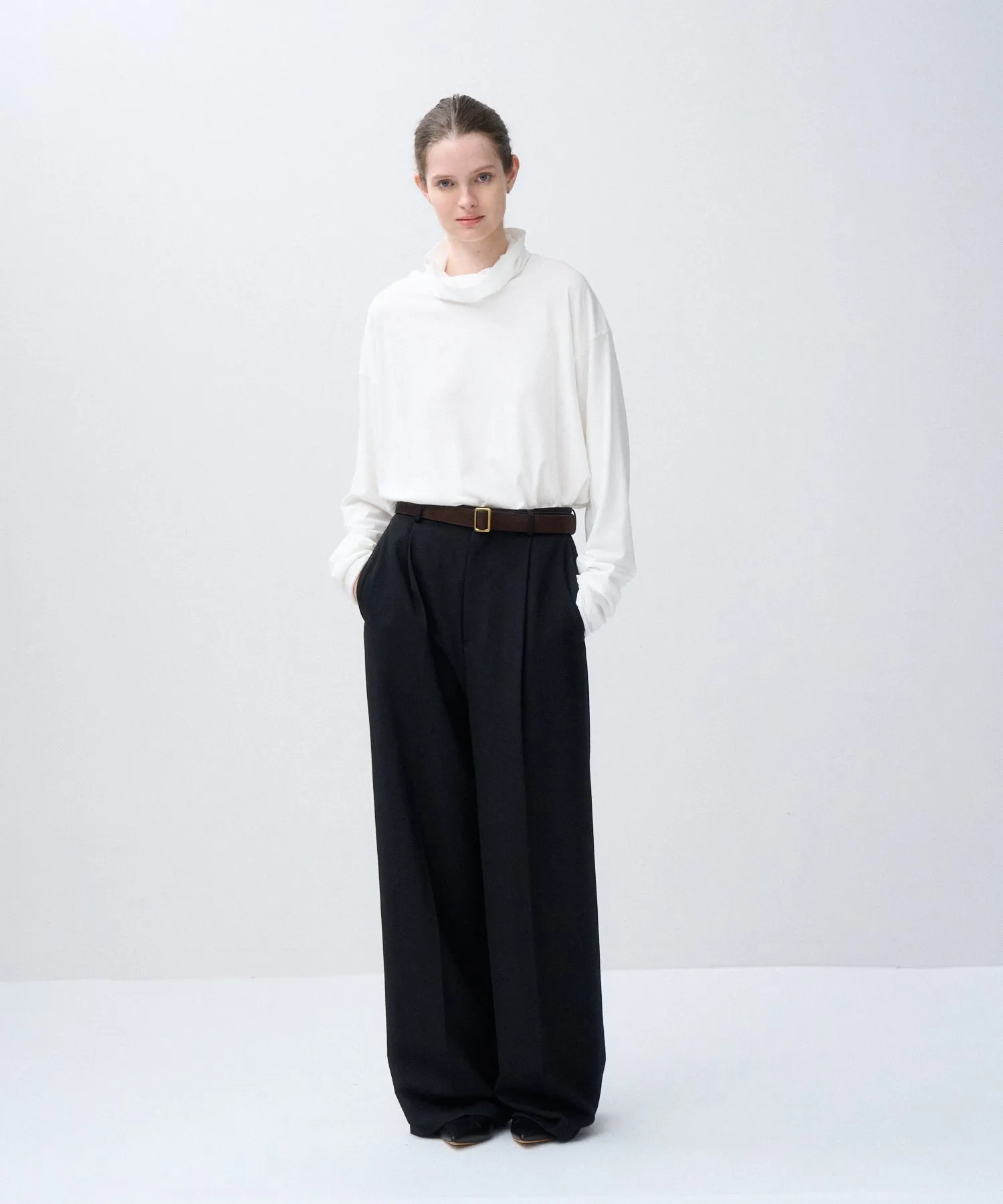 WOOL GABARDINE | WIDE PANTS sold by ATON product image thumbnail 4