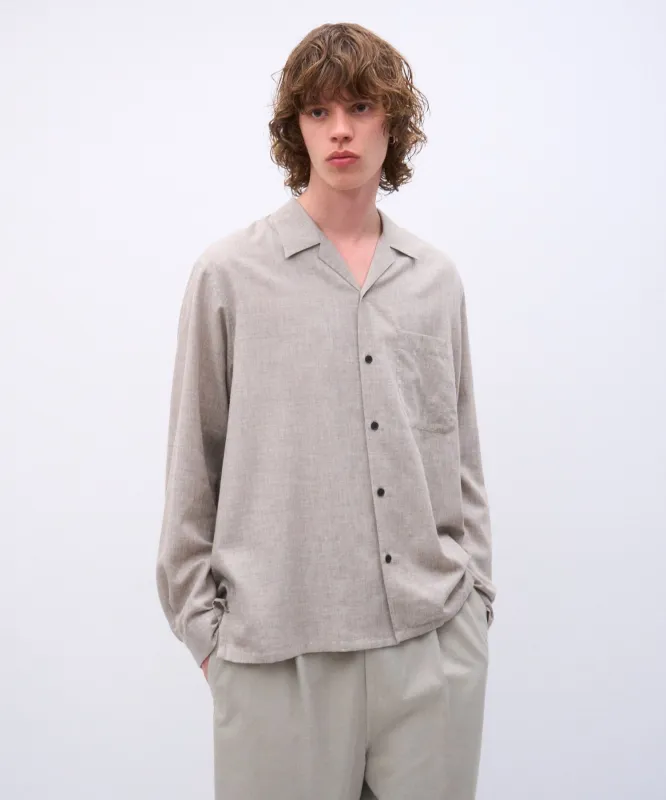 COTTON YAK VIERA | OPEN COLLAR SHIRT made by ATON