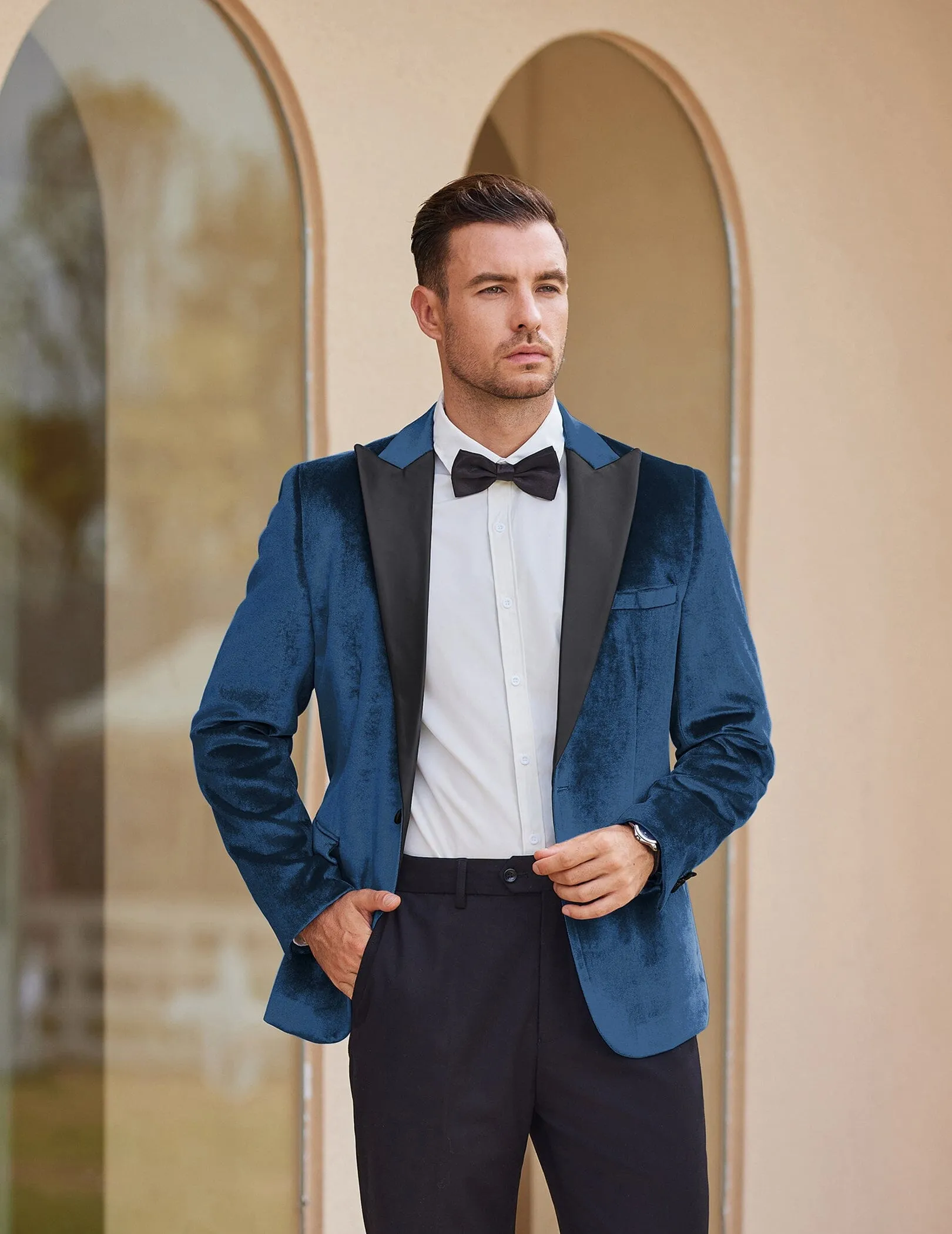 Velvet Tuxedo One Button Blazer (US Only) sold by Coofandy