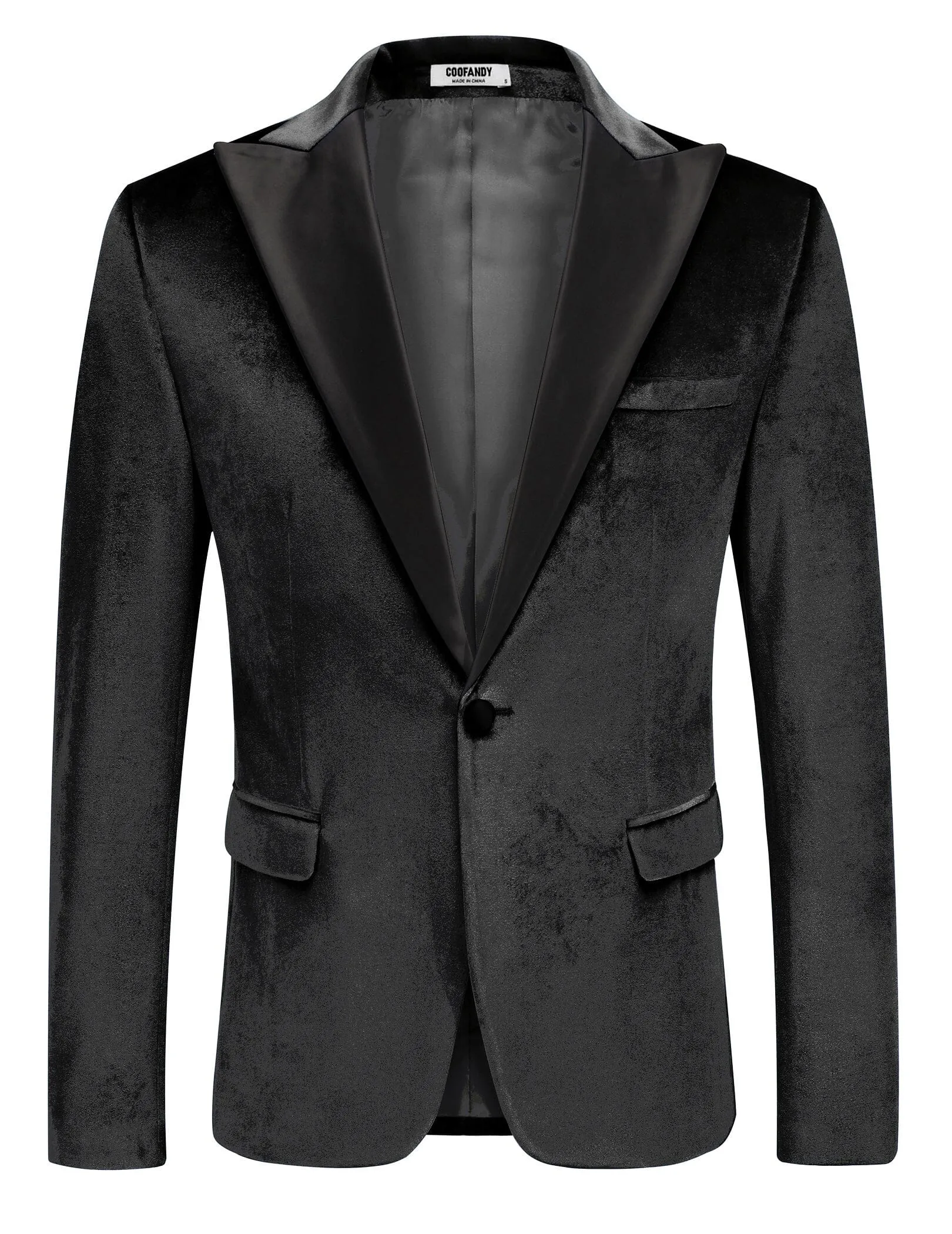 Velvet Tuxedo One Button Blazer (US Only) sold by Coofandy product image thumbnail 3