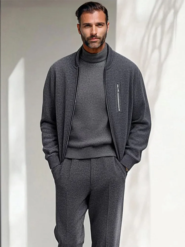 Minimalist Zippered Jacket Set sold by Coofandy product image thumbnail 3