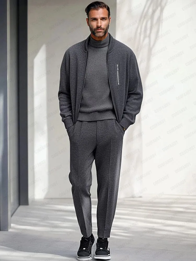 Minimalist Zippered Jacket Set sold by Coofandy