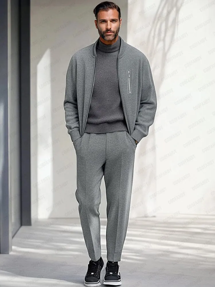 Minimalist Zippered Jacket Set sold by Coofandy product image thumbnail 2