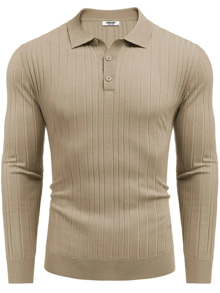 Versatile Ribbed Knit Polo Shirts (US Only) sold by Coofandy product image thumbnail 2
