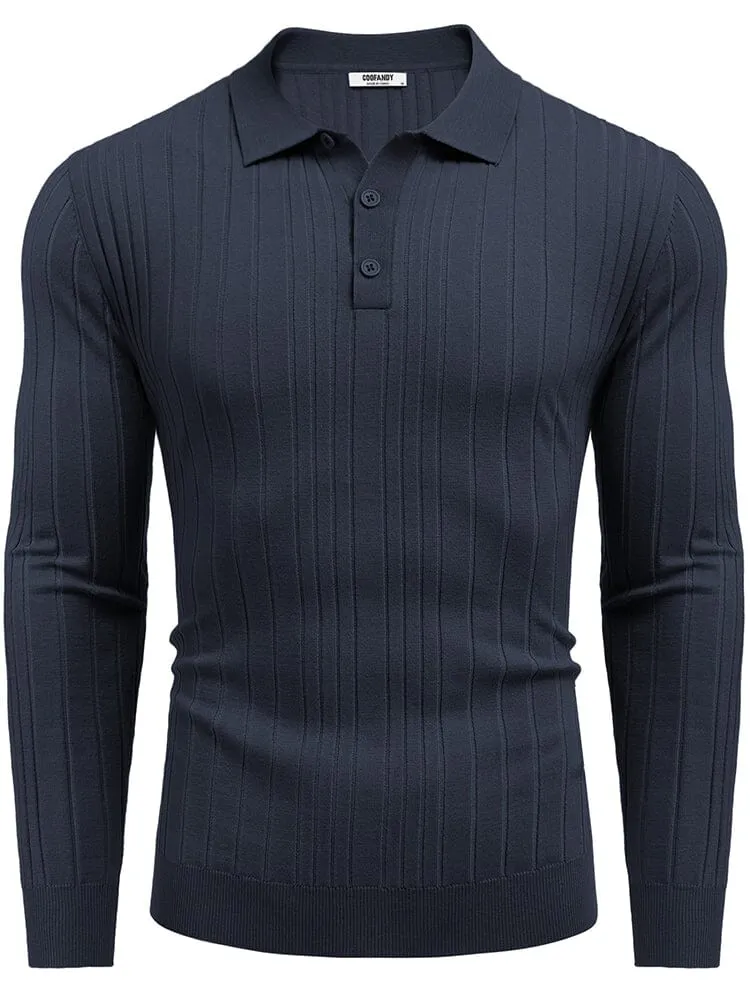 Versatile Ribbed Knit Polo Shirts (US Only) sold by Coofandy product image thumbnail 5