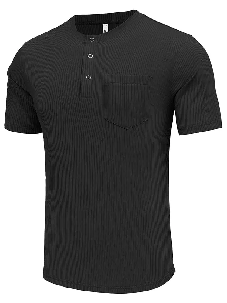 Simple Stretch Ribbed Henley Shirt (US Only) sold by Coofandy product image thumbnail 5