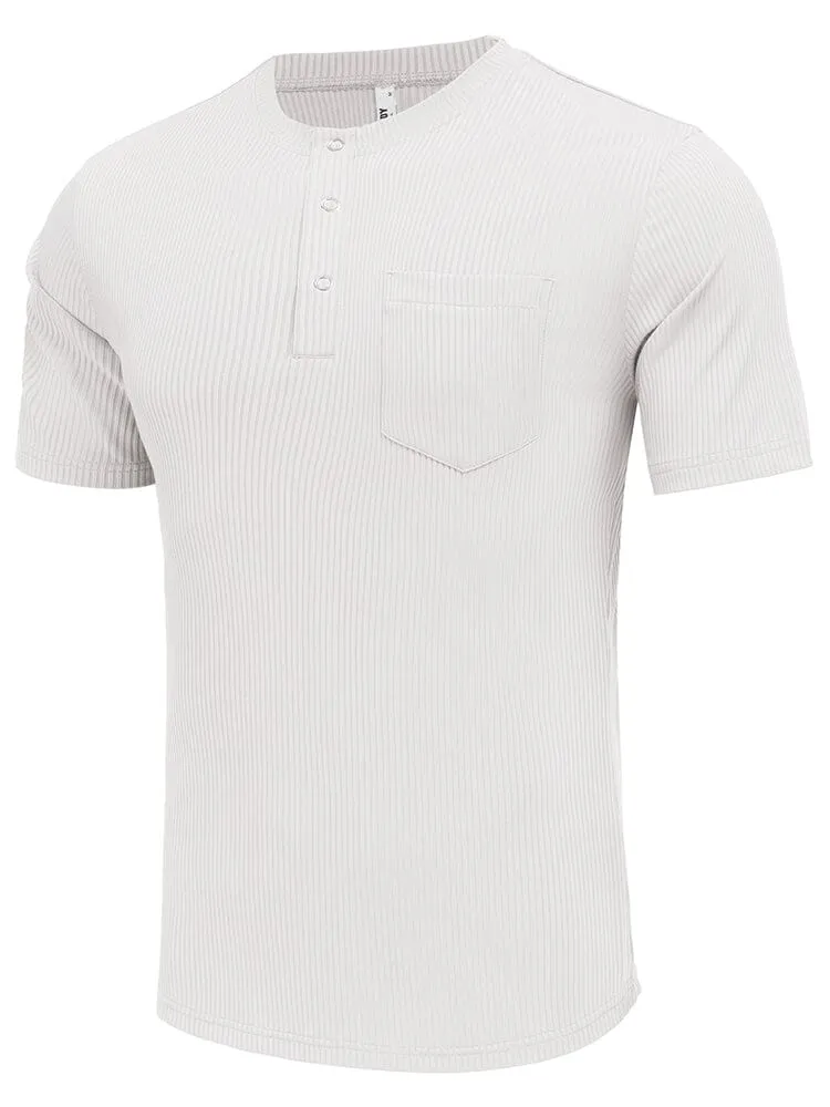 Simple Stretch Ribbed Henley Shirt (US Only) sold by Coofandy product image thumbnail 3
