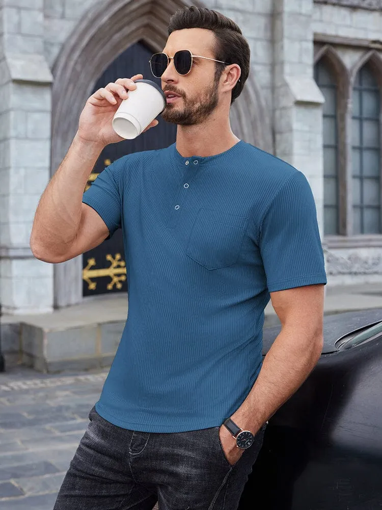 Simple Stretch Ribbed Henley Shirt (US Only) sold by Coofandy