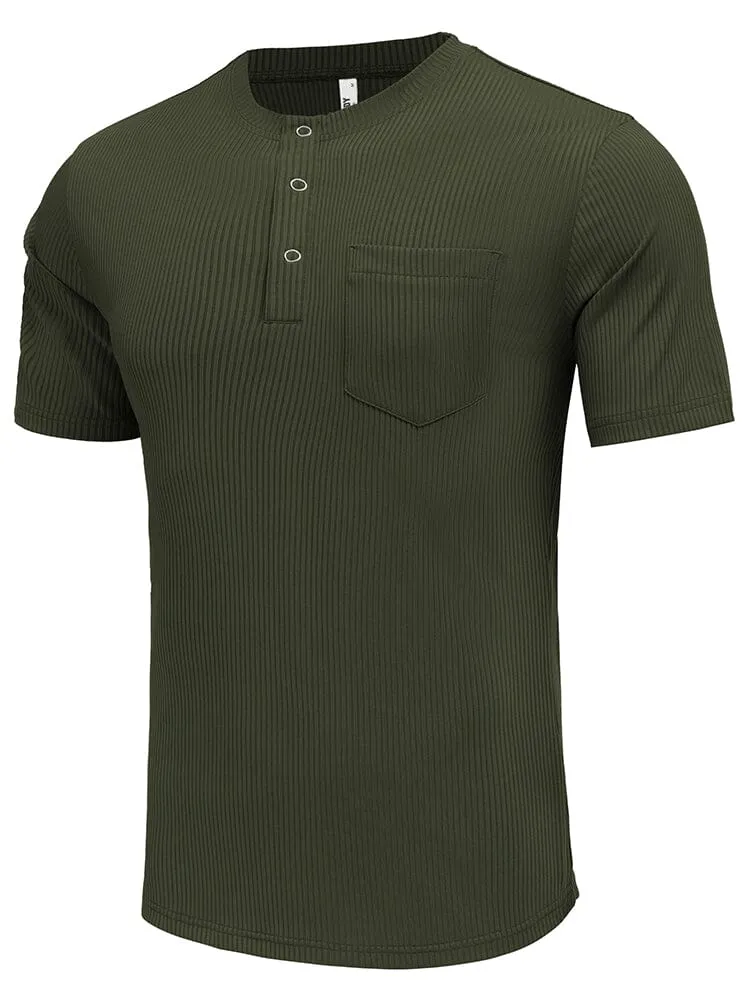 Simple Stretch Ribbed Henley Shirt (US Only) sold by Coofandy product image thumbnail 4