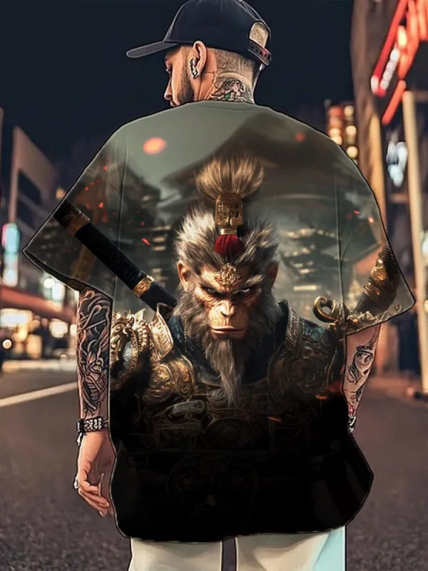 Artistic Wukong Printed Tee made by Coofandy