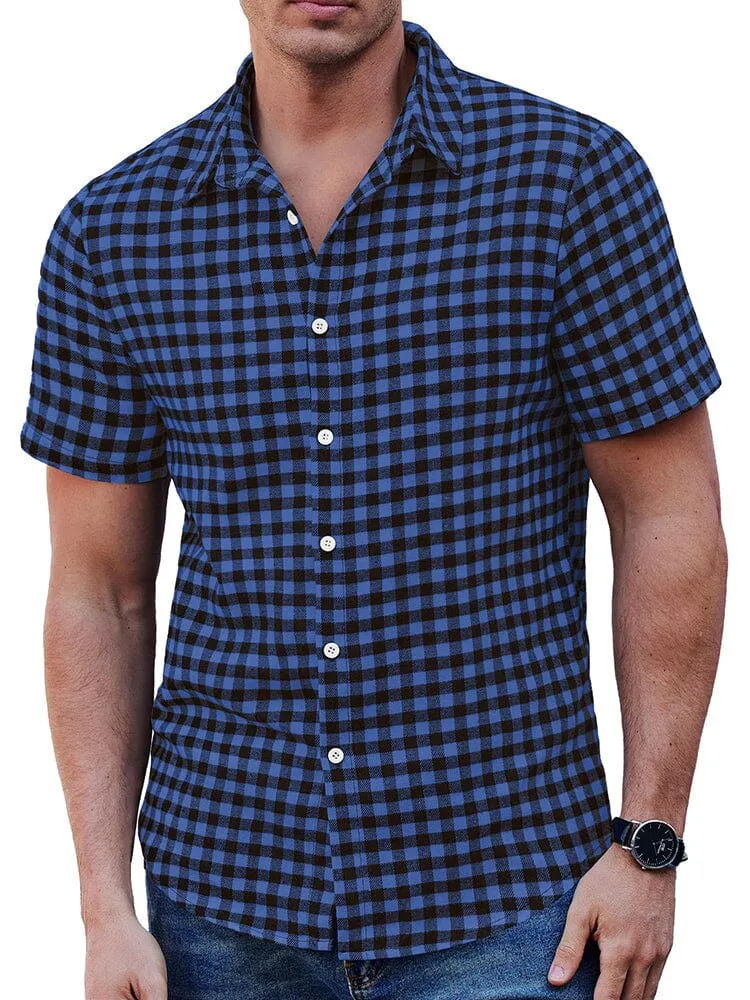 Classic Short Sleeve Checkered Shirt sold by Coofandy product image thumbnail 4