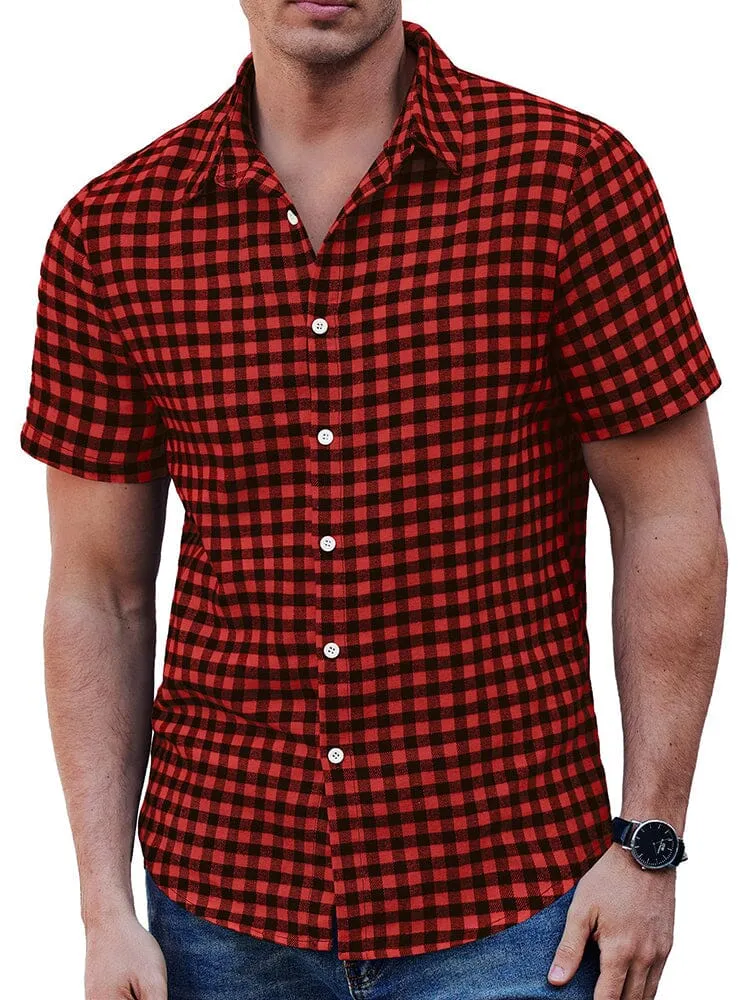 Classic Short Sleeve Checkered Shirt sold by Coofandy product image thumbnail 5