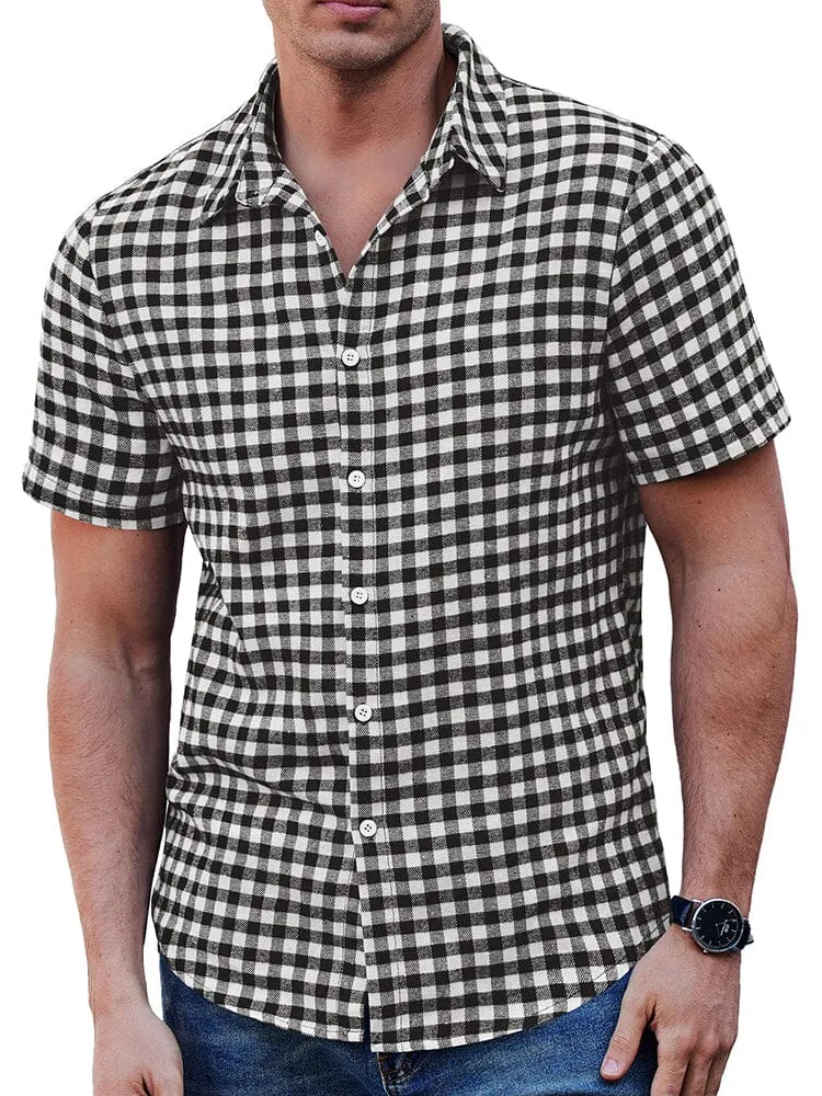 Classic Short Sleeve Checkered Shirt sold by Coofandy product image thumbnail 2