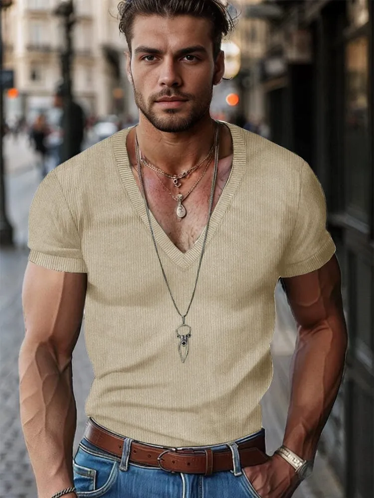 Simple V-Neck Corduroy Top sold by Coofandy product image thumbnail 4