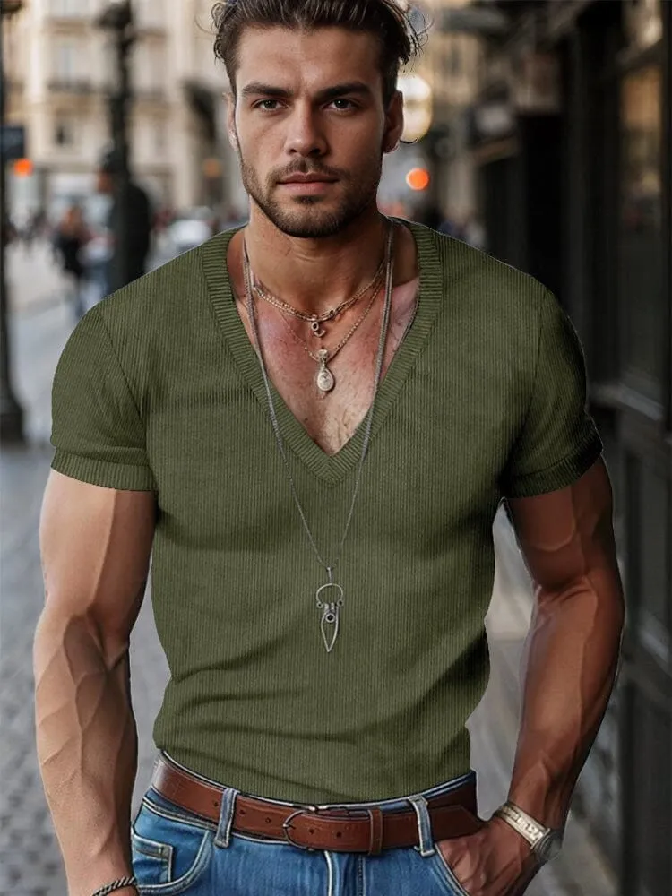 Simple V-Neck Corduroy Top sold by Coofandy product image thumbnail 2