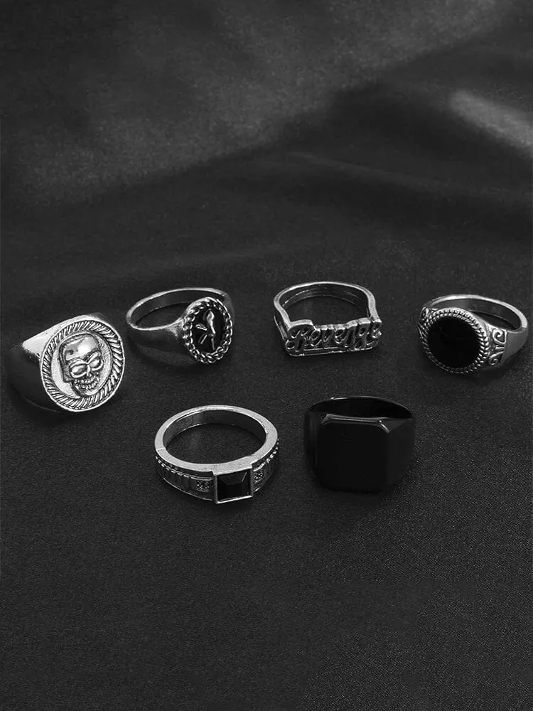 6Pcs Skull Stacking Rings Set sold by Coofandy product image thumbnail 3