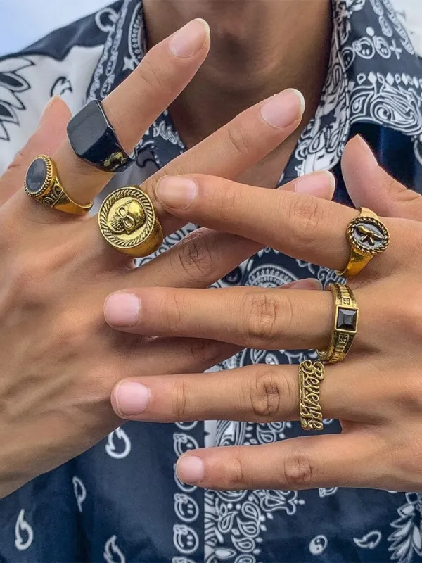 6Pcs Skull Stacking Rings Set sold by Coofandy