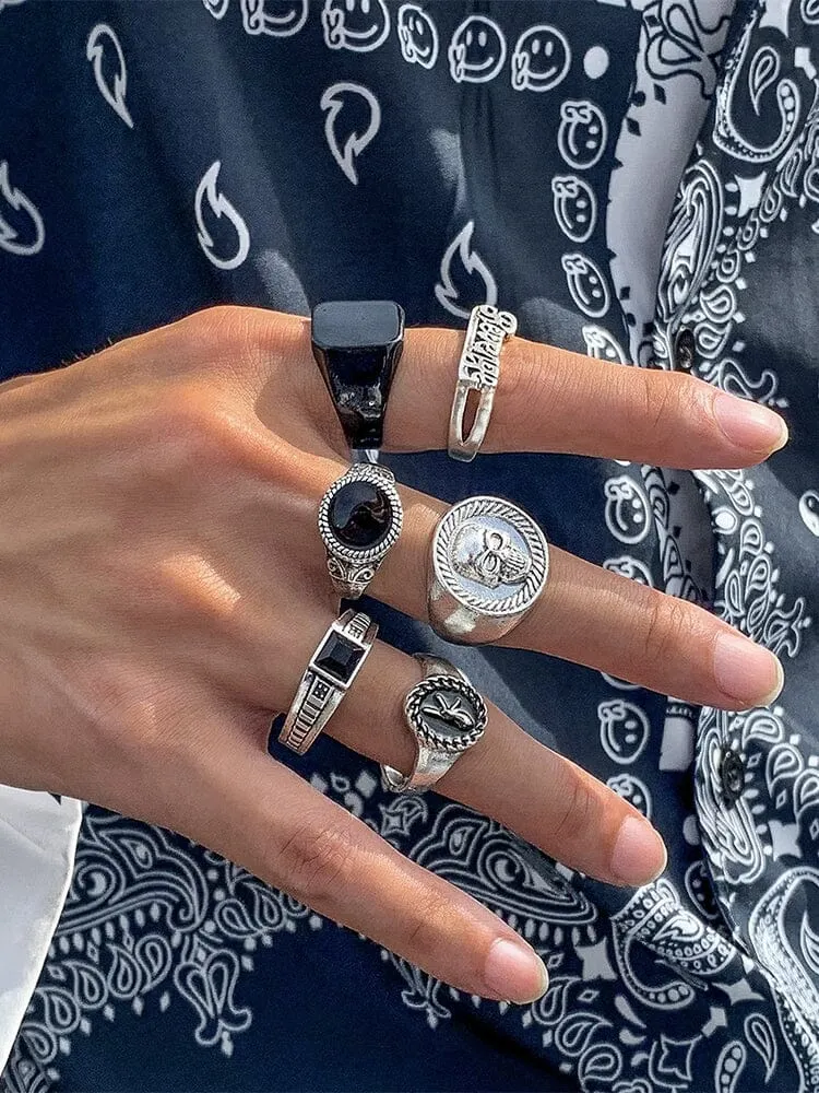 6Pcs Skull Stacking Rings Set sold by Coofandy product image thumbnail 5