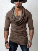 Stretch Slim Fit Drape Collar Top sold by Coofandy