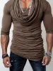 Stretch Slim Fit Drape Collar Top sold by Coofandy
